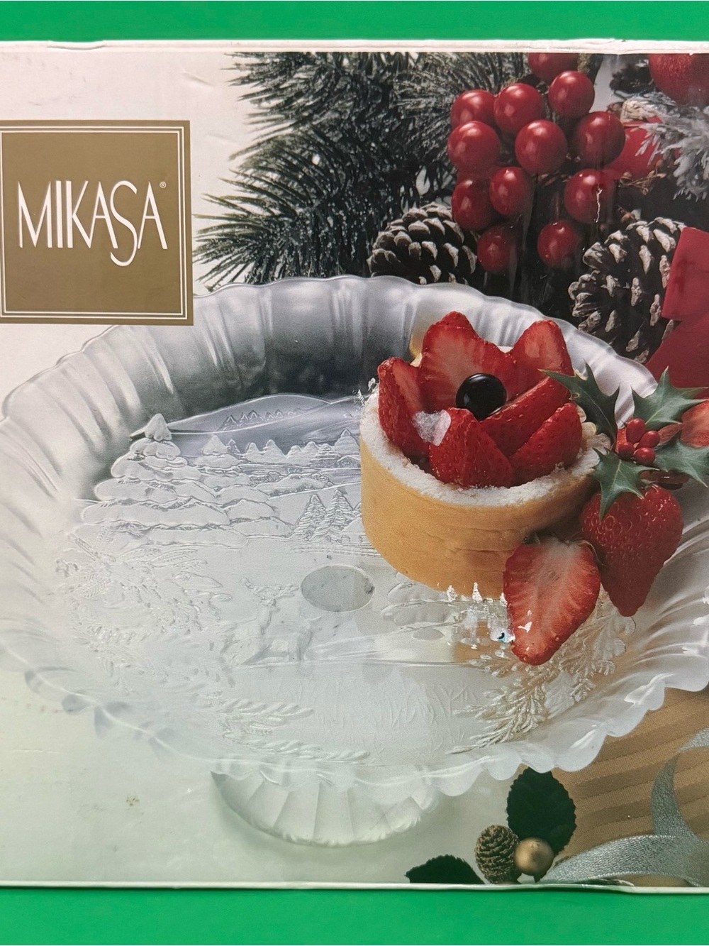 Mikasa Winter Dreams Footed Bon Bon 9" Dish Crystal Glass Germany SA951/527 Box